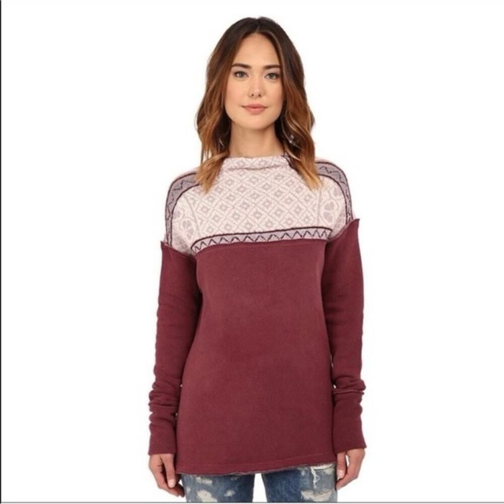 Free People Snow Bunny Pullover Berry Combo Size Large